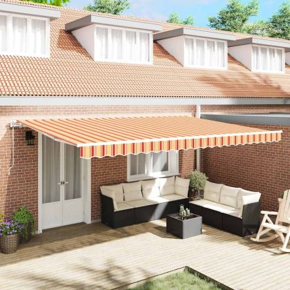 Сгъваем навес Жълт и оранжев 500 × 350 cm текстил