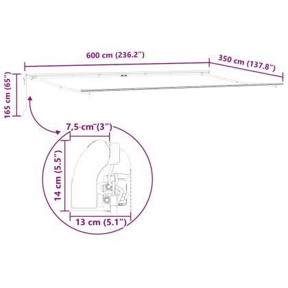 Електрически разтегателен навес Оранжево и кафяво 600 × 350 cm