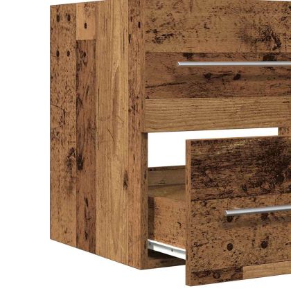 Шкаф за мивка в баня с чекмедже 2 pcs Старо дърво
