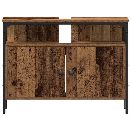 Комплект мебели за баня с рафт 3 pcs Кафяво Инженерно дърво