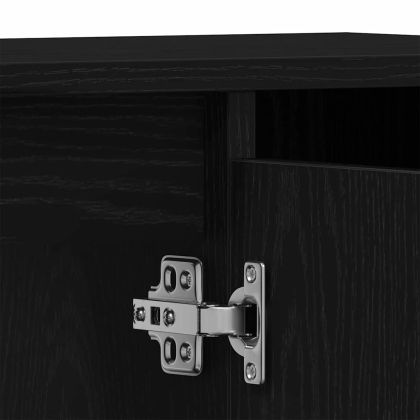 Комплект мебели за баня с врата 3 pcs Черно Инженерно дърво