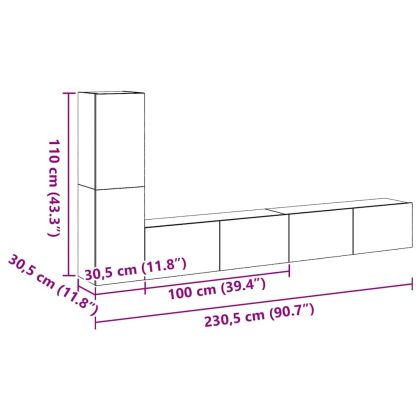 Комплект ТВ шкаф Монтиране на стена Черния дъб Инженерно дърво
