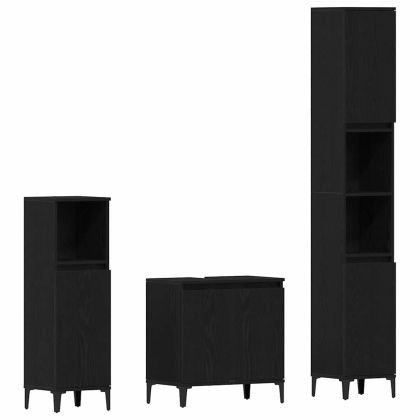 Комплект мебели за баня Монтиране на стена 3 pcs Черния дъб