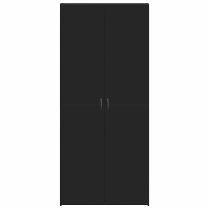 Шкаф за обувки с рафт Черно 80 x 35.5 x 180 см Инженерно дърво