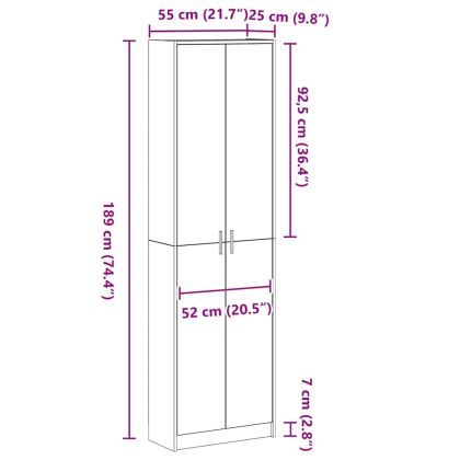 Гардероб с рафт с врата Бяло 55 x 25 x 189 см Инженерно дърво