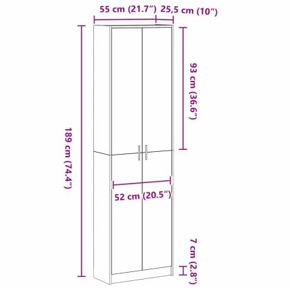 Гардероб с рафт с врата Дъб 55 x 25 x 189 см Инженерно дърво