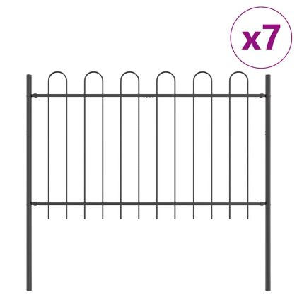 Градска ограда 7 pcs Сив 11,9 x 1 м Прахово боядисана стомана