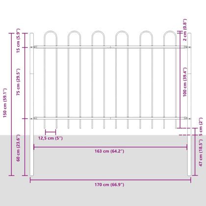 Градска ограда 7 pcs Сив 11,9 x 1 м Прахово боядисана стомана