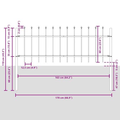 Градска ограда WOERDEN 9 бр. 15,3 x 0,6 м Сив