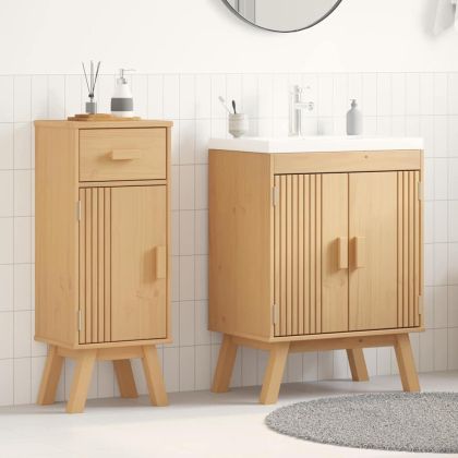 Комплект мебели за баня 2 pcs Кафяво Масивна борова дървесина