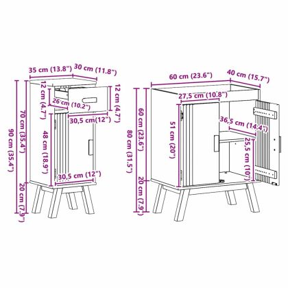 Комплект мебели за баня 2 pcs Кафяво Масивна борова дървесина