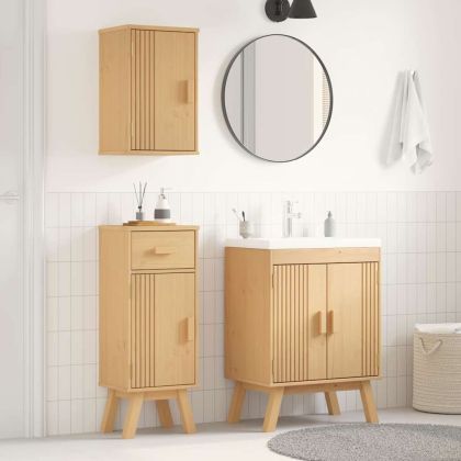 Комплект мебели за баня 3 pcs Кафяво Масивна борова дървесина