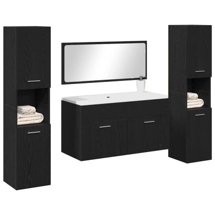 Комплект мебели за баня 4 pcs Черния дъб Инженерно дърво