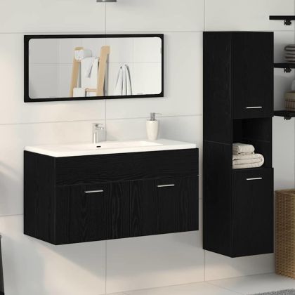 Комплект мебели за баня 3 pcs Черния дъб Инженерно дърво