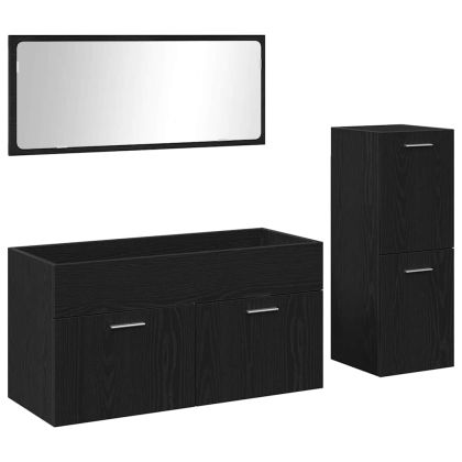 Комплект мебели за баня 3 pcs Черния дъб Инженерно дърво