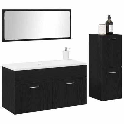 Комплект мебели за баня 3 pcs Черния дъб Инженерно дърво