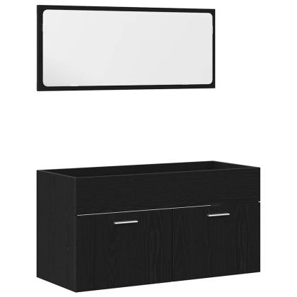 Комплект мебели за баня 3 pcs Черния дъб Инженерно дърво