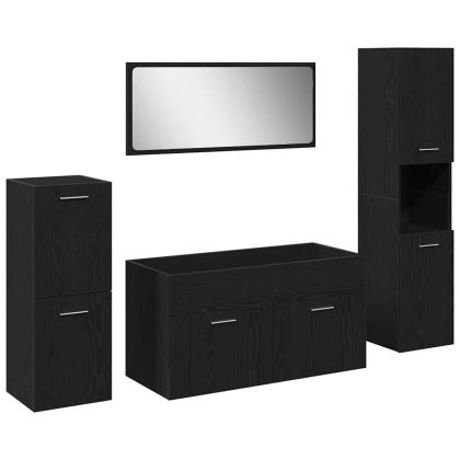 Комплект мебели за баня 4 pcs Черния дъб Инженерно дърво