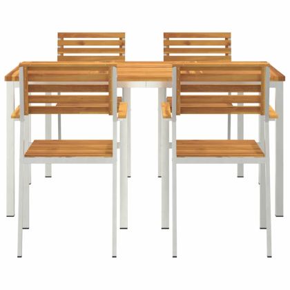 Комплект за хранене в градината 5 pcs Солидно акациево дърво