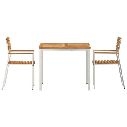 Комплект за хранене в градината 3 pcs Солидно тиково дърво