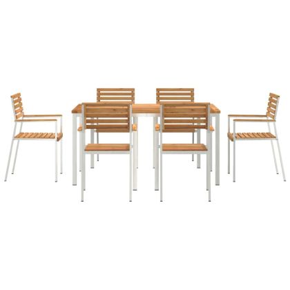 Комплект за хранене в градината 7 pcs Солидно тиково дърво