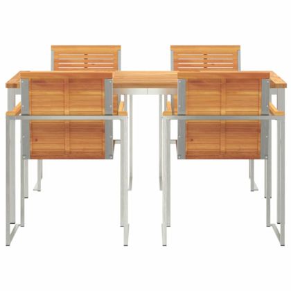 Комплект за хранене в градината 5 pcs Солидно акациево дърво