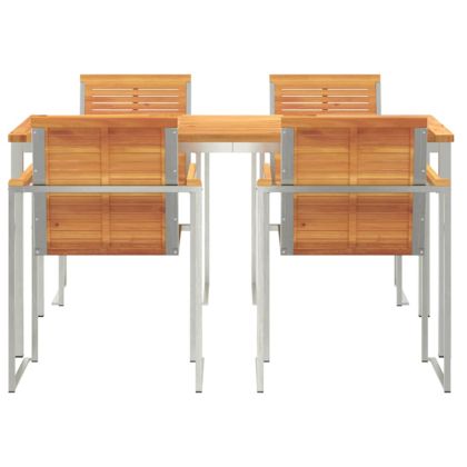 Комплект за хранене в градината 5 pcs Солидно акациево дърво