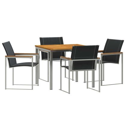 Комплект за хранене в градината 5 pcs Солидно акациево дърво