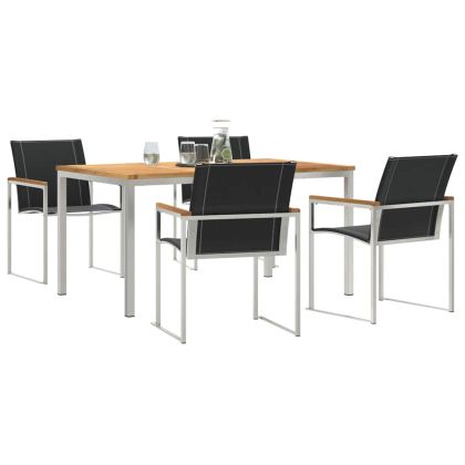 Комплект за хранене в градината 5 pcs Солидно акациево дърво