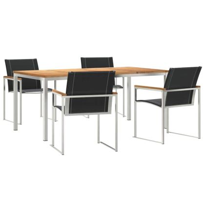 Комплект за хранене в градината 5 pcs Солидно акациево дърво