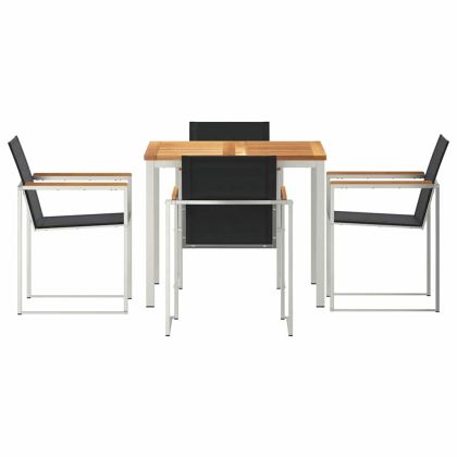 Комплект за хранене в градината 5 pcs Солидно тиково дърво