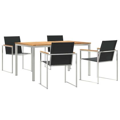 Комплект за хранене в градината 5 pcs Солидно тиково дърво