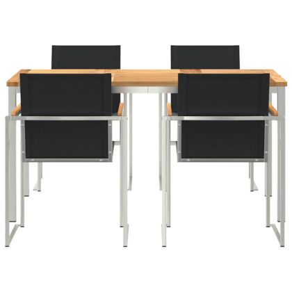 Комплект за хранене в градината 5 pcs Солидно тиково дърво