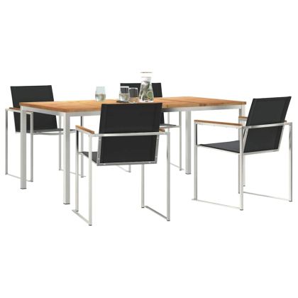 Комплект за хранене в градината 5 pcs Солидно тиково дърво