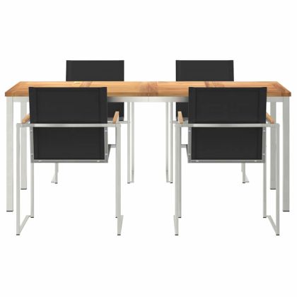 Комплект за хранене в градината 5 pcs Солидно тиково дърво