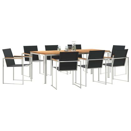 Комплект за хранене в градината 9 pcs Солидно тиково дърво