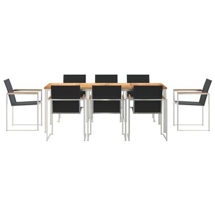 Комплект за хранене в градината 9 pcs Солидно тиково дърво