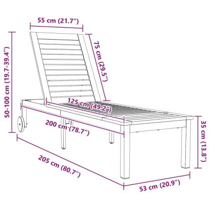 Шезлонг 2-човек 3 pcs Кафяво Солидно акациево дърво