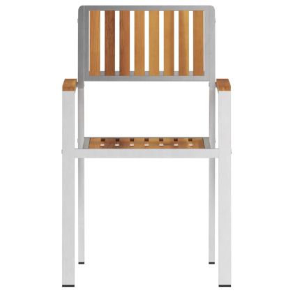 Градински стол 6 pcs Кафяво Солидно тиково дърво