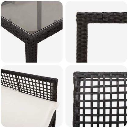 Комплект за хранене в градината 7 pcs Черно полиратан