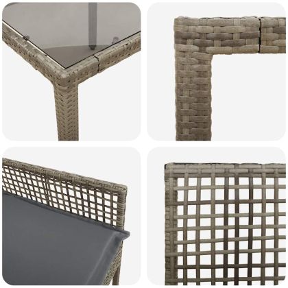 Комплект за хранене в градината 7 pcs Сив полиратан