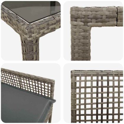 Комплект за хранене в градината 11 pcs Сив полиратан