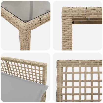 Комплект за хранене в градината 5 pcs Бежово полиратан