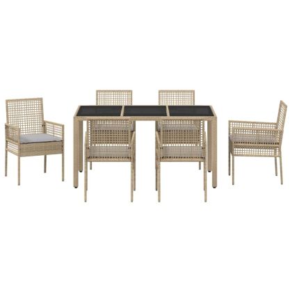 Комплект за хранене в градината 7 pcs Бежово полиратан