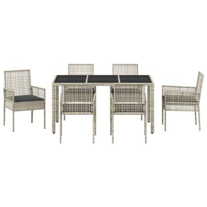 Комплект за хранене в градината 7 pcs Светлосиво полиратан