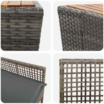 Градински бистро комплект 3 pcs Сив полиратан