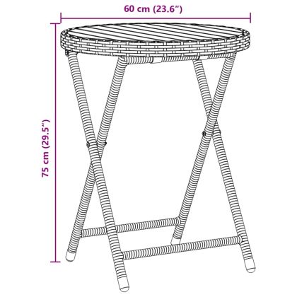 Градински бистро комплект 3 pcs Черно полиратан