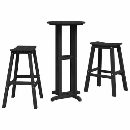Комплект бар за градина 3 pcs Черно HDPE