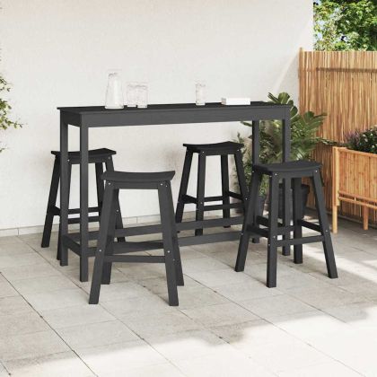 Комплект бар за градина 4 pcs Черно HDPE