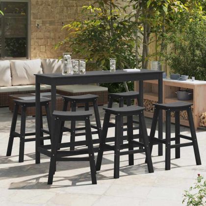 Комплект бар за градина 6 pcs Черно HDPE